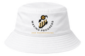 Making Progress & Rearranging Bucket Hat – Gold Coin Bar Graph Logo | White Bucket Hat | Tan & Black Bars